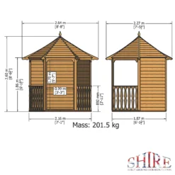 Shire Foxglove 7' X 6' (Nominal) Hexagonal Timber Arbour -Outdoor Garden Shop 2620X A6