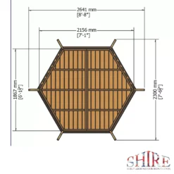 Shire Foxglove 7' X 6' (Nominal) Hexagonal Timber Arbour -Outdoor Garden Shop 2620X A7
