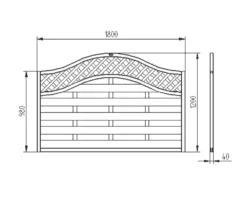 Forest Prague Lattice Curved Top Fence Panels Natural Timber 6 X 4' Pack Of 3 -Outdoor Garden Shop 2874K A2