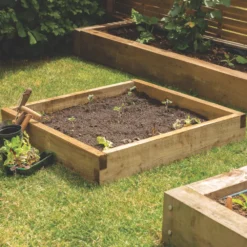 Forest Square Raised Bed Natural Timber 900 X 900 X 140mm -Outdoor Garden Shop 358KT A1