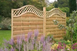Forest Prague Lattice Curved Top Fence Panels Natural Timber 6 X 6&apos; Pack Of 7 -Outdoor Garden Shop 50455 A2