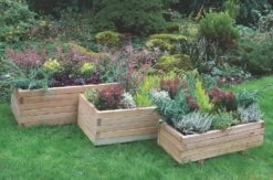 Forest Durham Rectangular Planter Set Natural Wood 900 X 500 X 330mm 3 Pieces