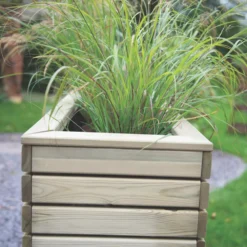 Forest Rectangular Double Linear Planter Natural Wood 800 X 400 X 440mm -Outdoor Garden Shop 6836X A2