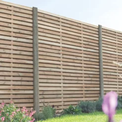 Forest Double-Slatted Fence Panels Natural Timber 6 X 6' Pack Of 3 -Outdoor Garden Shop 707JG A2