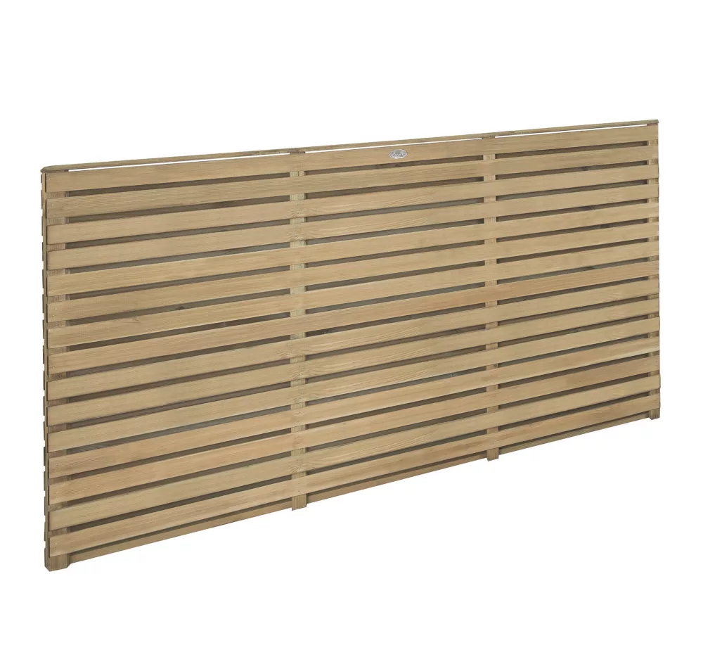 Forest Double-Slatted Fence Panels Natural Timber 6 X 3' Pack Of 3 4 Forest Double-Slatted Fence Panels Natural Timber 6 X 3' Pack Of 3 - Image 2