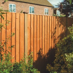 Rowlinson Vertical Board Feather Edge Fence Panels Honey Brown 1.8 X 1.2m Pack Of 3